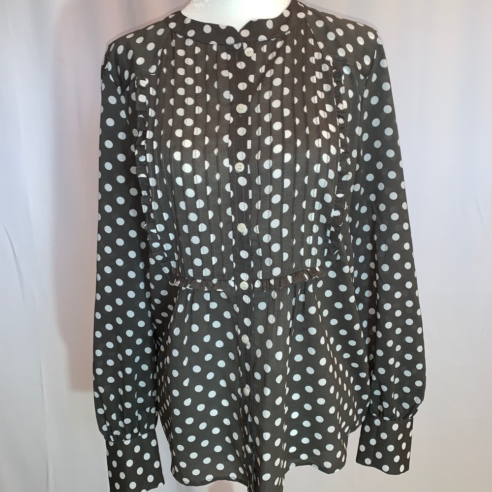 J Crew grey polka dot size 6 blouse